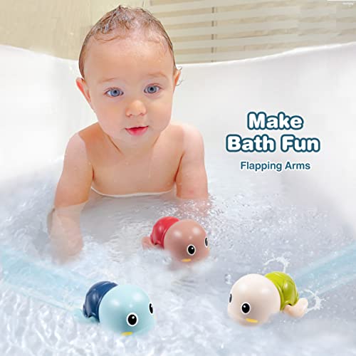 Marppy Baby Bath Toys, Floating Wind-Up Turtles, Swimming Bath Toys For Toddlers Kids Boys And Girls, Tub Or Pool Water Toys For Toddlers, 6 Bathtub Toys Turtles, 1 Storage Toys And 1 Fishing Net #TOP4