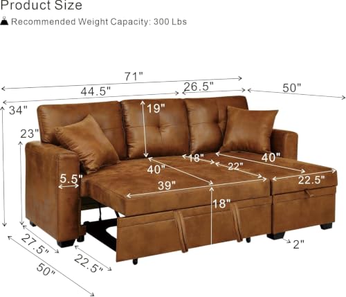 Faux Leather Modular Sleeper Sofa Bed