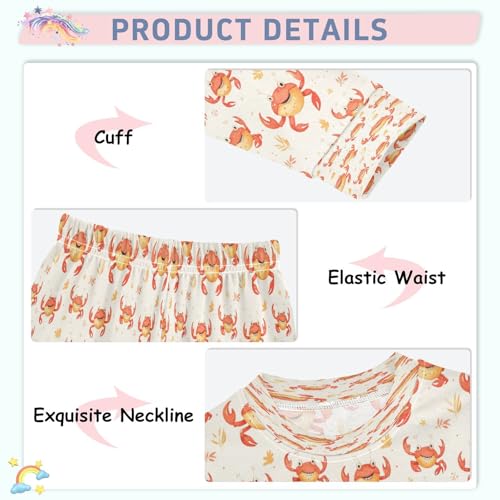 Pajama Sets Long Sleeve Cute Crab Pattern Print Soft Comfy Sleepwear 2 Piece PJS 3-8T4