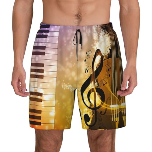 Short de plage homme séchage rapide et doublure compression imprimé musique