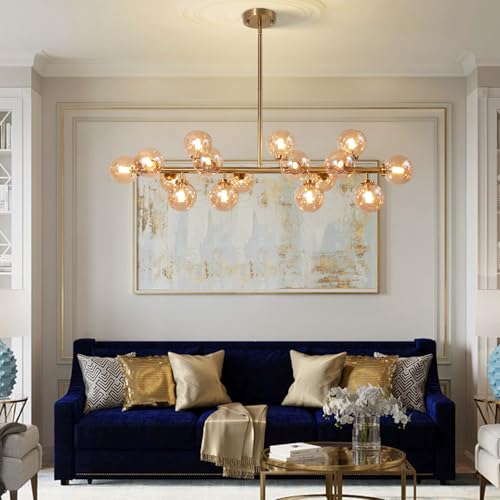 Wndtu Modern Gold Chandelier Rectangle Pendant...