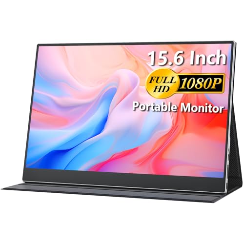 cocopar Portable Monitor 15.6 Inch 1080P FHD 60Hz 85% sRGB Travel Monitor with Speaker HDMI USB-C Second Screen for Laptop MacBook Surface PC Xbox PS4/5 VESA Mountable with Full Cover Stand