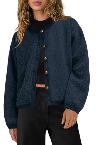 Image of Yanekop Womens Sherpa Jacket Button Down Fleece Winter Coat Fuzzy Jackets Chunky Cardigan Sweaters Open Knit Sweater