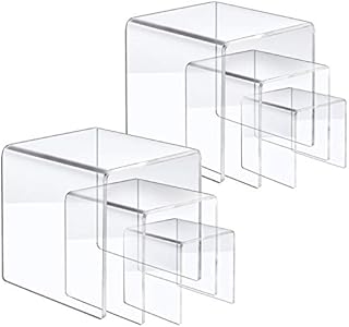 LileZbox Acrylic Display Riser Stand,Clear Showcase for Cake Candy and Jewelry 3'' 4'' 5''(2 Sets)