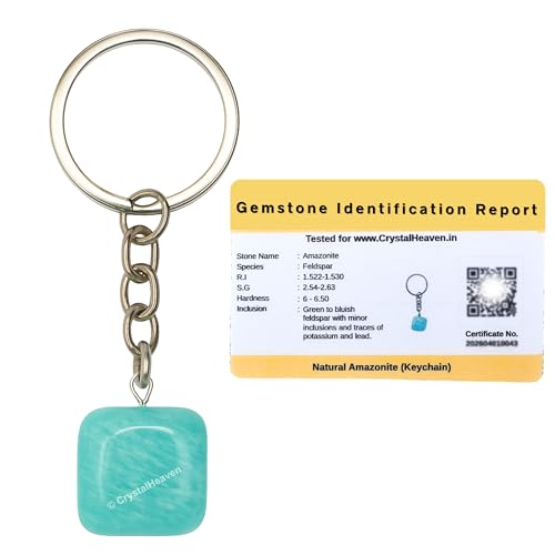 Image of Amazonite Keychain - Certified Crystal Key Chain and Key Ring for Girls, Cute Gemstone Accessory - Stylish Keychains Ideal Gift for Birthdays Women, Teens, and Kids