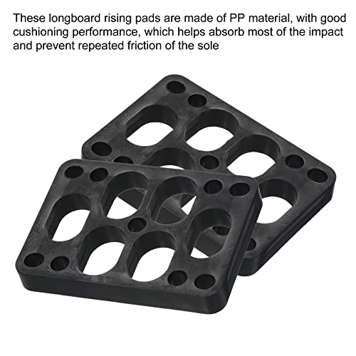 PATIKIL 6 Stück Skateboard Steigleitung Pad 9.5mm (0.37) Kunststoff Longboard Abgewinkelte Keildämpfer für Skateboard Auto Schwarz