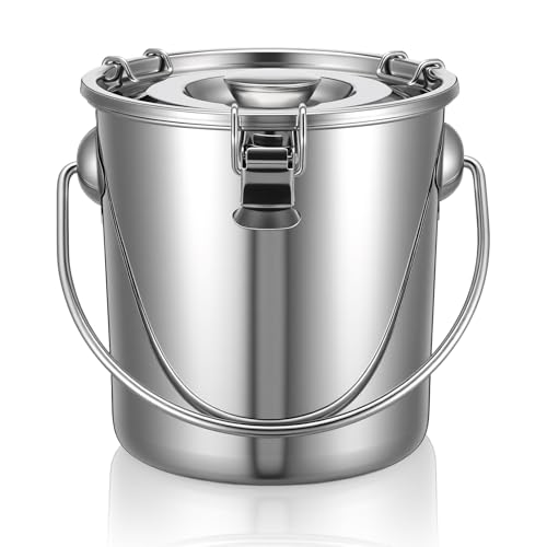 iplusmile Stainless Steel Airtight Canisters Container: 112 fl oz Airtight Clamp Lid Kitchen Food Storage Bucket for Rice Flour Grain Coffee Bean Flour Oil Sugar Milk