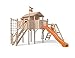 Produktbild Terrizio XL-Spielturm Baumhaus mit erweitertem Schaukelanbau und Sicherheitstreppe, Rutsche, Doppelschaukel, Kletternetz und Spielhaus auf 1,50 Meter Podesthöhe (Orange)