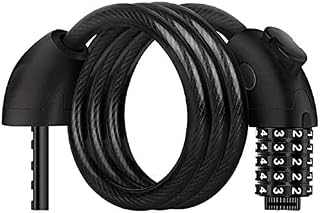 ZECHAO 5-Digit Code Bicycle Lock,Anti-Theft Combination Bicycle Steel Cable Lock for Motorcycles Bicycles Fences Doors Motorcycle Lock Cycling Locks (Color : Black, Size : 180cm)