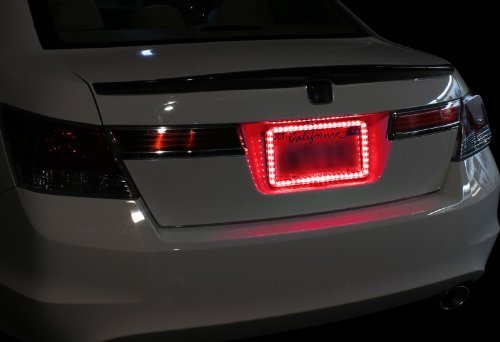 Follicomfy FO-QCCPK008-RED 12 V 54 Led Color Light License Plate Frame Acrylic Plastic License Plate Cover-Red thumb #2
