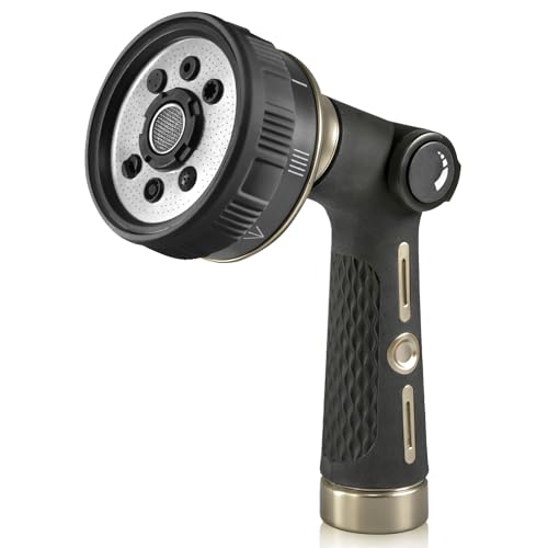 RAINPOINT-Hose-Nozzle-Heavy-Duty-100-Metal-8-Spray-Garden-Hose-Nozzle RAINPOINT Hose Nozzle Heavy Duty - 100% Metal 8 Spray Garden Hose Nozzle - Image 1