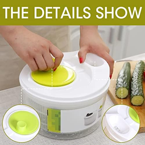 OLIYA 5L Salad Rotator Vegetable Washing Machine Fruit and Vegetable Bowl Foldable Salad Rotator Vegetable Dryer Set with Cover for Kitchen Tools Salad Dryer Salad Shooter Small Salad Rotator