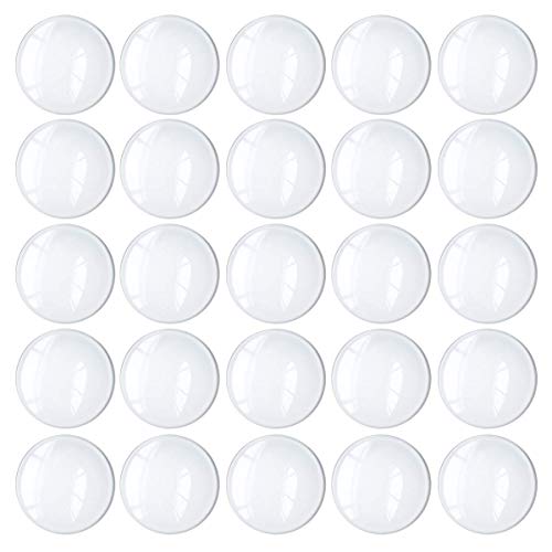 Yukucharms - Lote de 20 baldosas redondas de cristal de 25 mm para manualidades, joyería y regalos Cúpula de cristal transparente.