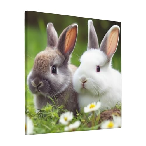 Toile murale deux petits lapins mignons pour décorer un mur vide et triste