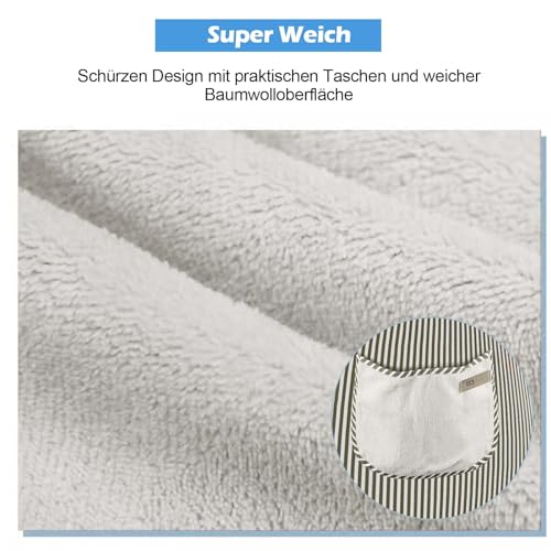 DONGFENGLION 2er Set Küchenschürze Damen mit Spitzen Tasche, Ölbeständig Schmutzabweisend aus Baumwolle Leinen für Kochen Backen Grillen, Geschenke für Frauen