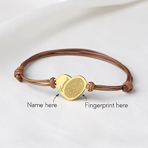 Thumbprint Bracelet Memorial, Fingerprint Jewelry, Mom Jewelry Gift, Sympathy Gift for Loss of Mom, 925 Sterling Silver, 18K Gold Plated3