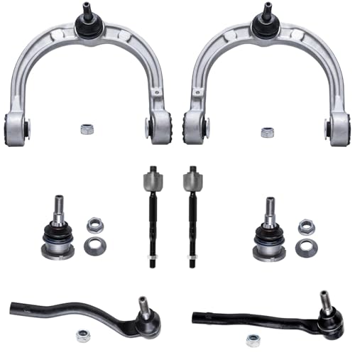 Image of Detroit Axle - 8pc Front End Kit for Mercedes-Benz ML350 GL450 ML320 GL550 GL350 GL320 ML500 ML550 ML450, ML63 AMG, 2 Upper Control Arms 2 Lower Ball Joints 4 Inner Outer Tie Rods Replacement
