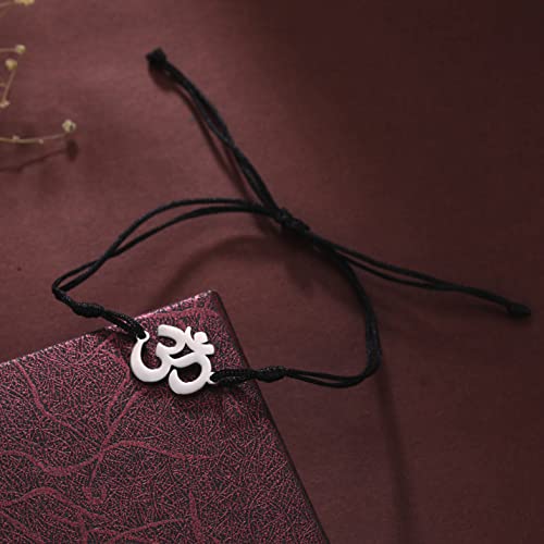 EUEAVAN OM OHM AUM Sanskrit Symbols Spiritual Bracelet luck Couple Charm Jade Thread Bangle Yoga Amulet Anklets Jewelry Accessories4