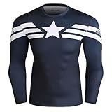 Red Plume Men's Compression Superhero Sports Shirt Party Gift Running Functional Long Sleeve Fitness Tee Dark Blue