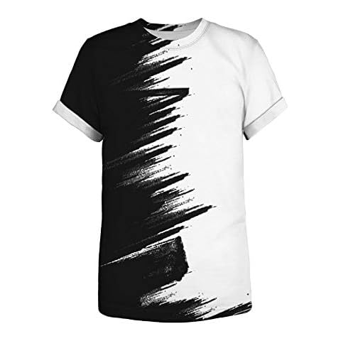 XTHY Yin Yang Black and White Digital Printing Men's Novelty Tee T-Shirt ,Summer Loose Turtleneck Round Neck Short Sleeve Tide Fan Couple Short T-BSTB023_M Cover