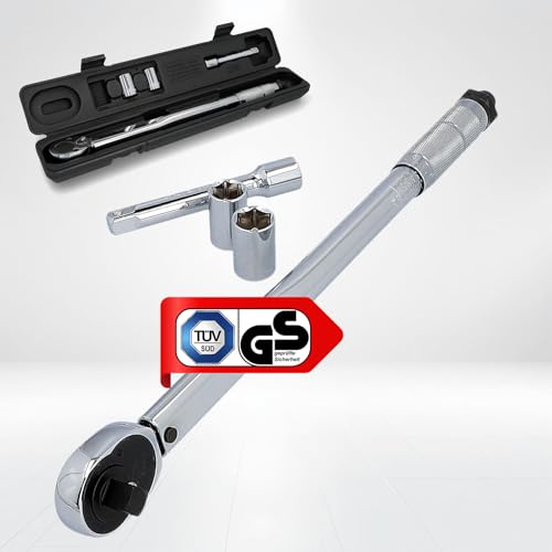 UNITEC Drehmomentschlüssel, Einstellbar von 40 bis 210 Nm, Antrieb 1/2' Vierkant, mit Stecknüssen...