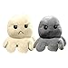 EUROXANTY Peluche Pulpo Reversible | Peluche emociones | Pulpo de Colores | Peluche Blando | 2 Caras | Pulpo Contento | Pulpo enfadado | 20 cm | Beige-Gris
