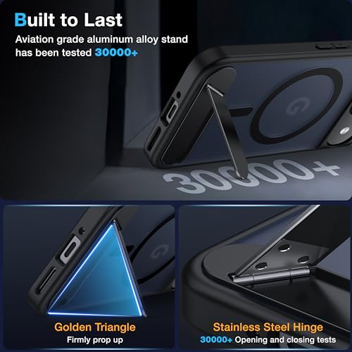 Image of for Google Pixel 9 Case /Pixel 9 Pro Case with MagSafe [Adjustable Kickstand][Charge While Standing][Military Shockproof] Translucent Matte Soft Silicone Bumper Pixel 9 /9 Pro Phone Case,Black