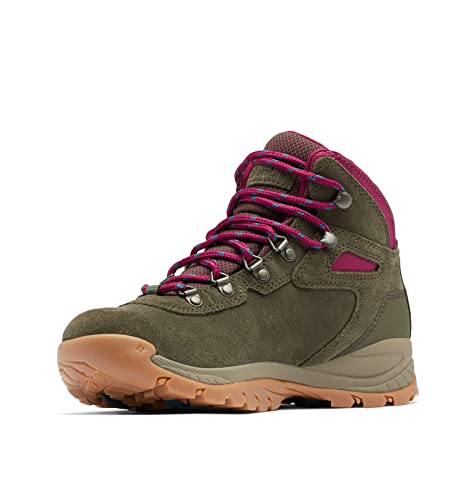 Columbia Women's Newton Ridge Plus Waterproof Amped, Peatmoss/Red Onion, 8
