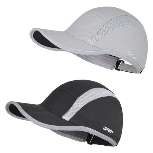 Image of 2 Pack Foldable Baseball Caps for Men and Women, Running Cap Sports Hat | UPF 50+ Sun Protection, Quick Dry and Portable