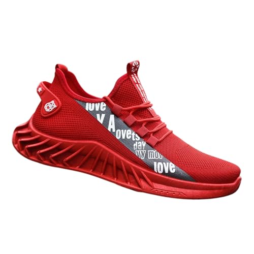 メンズ スニーカー 軽量 通気性 ランニングシューズ ウォーキング ジム フィットネス おしゃれ ストリート系 ローカット (レッド, 日本の靴のサイズ寸法, 大人, 数値, 26.5 cm)