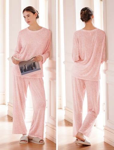 ONIONYOU Women's Long Sleeve Soft Lounge Sets 2 Piece Modal Elasticity Pajama Set Physical Comfort Sleepwear for Fall Winter — view 6