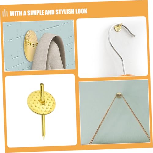 Image of 50pcs Thumbtack Buckles Nail Hooks for Photo Frame Hanging Decorative Push Pin Picture Hanger Wall Hanging Hardware Iron Push Pins Set