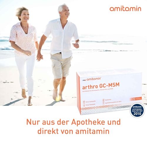 amitamin arthro GC MSM Glucosamin & Chondroitin & MSM plus Vitamin C | 120 Kapseln | Apothekenqualität | einzeln hygienisch verpackt | ohne unnötige Zusätze | deutsche Herstellung