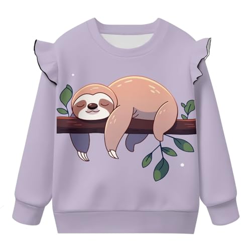Xhuibop Toddler Fall Sweatshirt Ruffle Sleeve Design Graphic Tees Toddler Girl Long Sleeve Shirts Age 1-8Y4