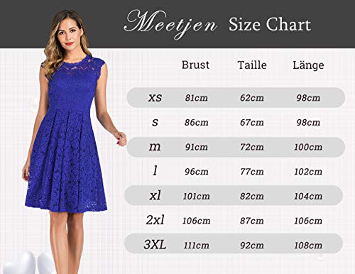 Meetjen-Damen-Festliche-Cocktailkleid-Elegante-Abendkleid-Hochzeitskleid-Knielang-Brautjungfern-Midi-Spitzenkleider