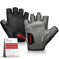 toptrek Fahrradhandschuhe Herren Damen, MTB Handschuhe 6mm SBR-Polstern, Atmungsaktives Halbfinger Fahrrad Handschuhe Sommer, rutschfeste & Stoßdämpfende Radhandschuhe für Rennrad/MTB/Fitness (M)