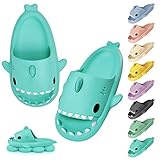 Vertvie Unisex Hai Hausschuhe Damen Badeschuhe Herren Shark Slippers rutschfest Cloud Slides Open Toe Strand Soft Badelatschen Shark Badeschlappen Niedliche Cartoon-Sandalen Sommer(Minzgrün, 42/43)