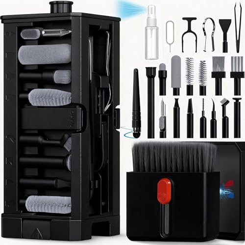 32 in 1 Cell Phone Cleaning kit with Charging Port Cleaner,Stylus Pen,SIM Tool,Keyboard Brush,Speaker Brush,Electronic Cleaning kit for iPhone,AirPods,iPad,Keyboard,MacBook,Earbud,Camera Lens(Black)