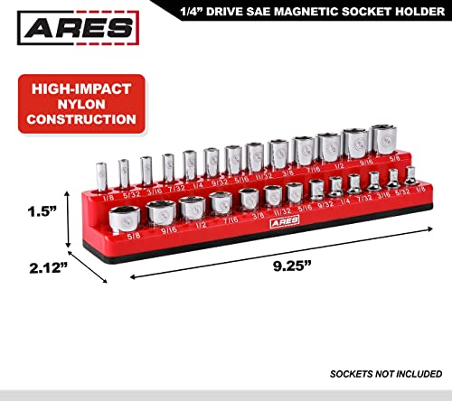 Image of ARES 70232-26-Piece 1 /4-Inch SAE Magnetic Socket Organizer - 13 Standard Size and 13 Deep Size Socket Holder - Keeps Your Tool Box Organized