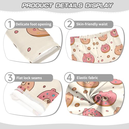 Wusikd Cute Doughnuts Girls' Leggings Toddler Doodles Bears Kids Yoga Pants Dance Active Tights 4T3