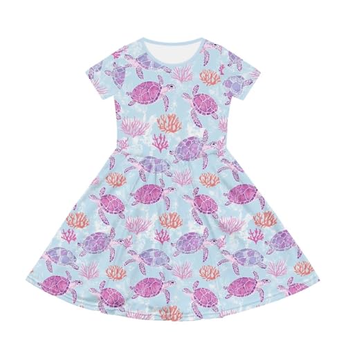 Image of Short Sleeve Dress for Girls with Pockets Cute Toddler Girl Clothes Summer 2-12