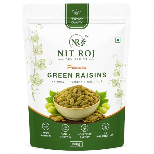 NIT ROJ Premium Seedless Green Raisins 1kg | Quality Kishmish/Kismis | Dry Fruits, Healthy Snacks | Nutritious, Rich in Iron, Antioxidants & Vitamin B | Tasty Natural Snack Pack of 4 (250g Each)