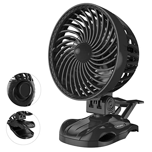 WayEee Mini Ventilateur Pince, 5000mAh USB Ventilateur Rechargeable, Portable Ventilateur Silencieux pour Bureau, Table, Voiture, Camping Cover