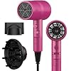 AINA Hair Dryer with Diffuser, Blow Dryer for Women | Advanced Ionic Technology, Ceramic Coating | Cold Shot Features Turbo Heat for Fast Drying and Shine 110V/ALCI (Neon Pink)