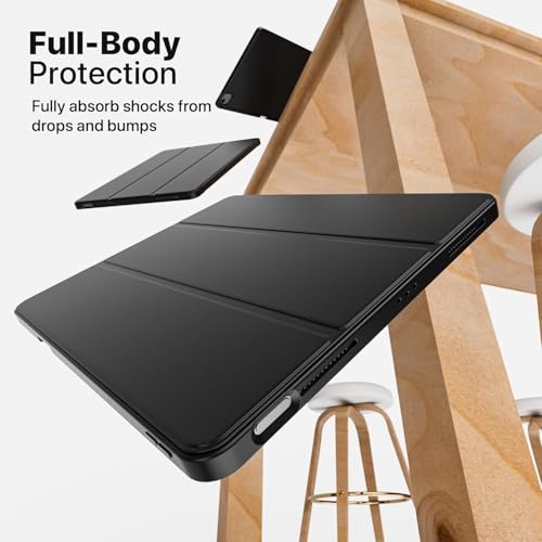 Image of TechTrendz for iPad Air 13 inch Cover M3 /M2 (2025 /2024), iPad Pro 12.9 Inch (6th /5th /4th Gen) Case with Pencil Holder, Smart Cover with Protective Trifold Stand, Auto Wake /Sleep - Blue