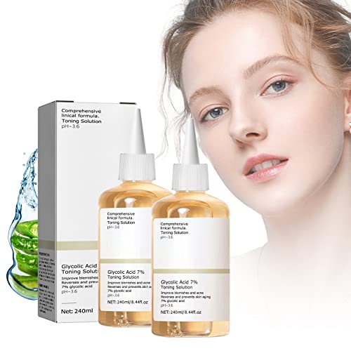 Glycolic Acid, Glycolic Acid 7% Toning Resurfacing Solution For Brighten, Hyaluronic Acid, Glycolic Acid Toning Solution Suitable Blemishes And Acne (2 Pcs) #TOP10