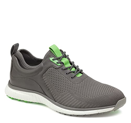 Johnston & Murphy Men's H2 Sport Hybrid U-Throat Golf Shoe, Gray Knit/Gray Waterproof Full Grain, 8