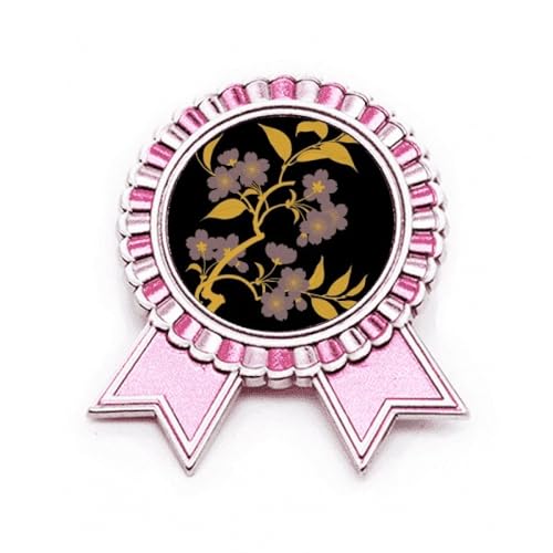 Broche fleur noire japonaise metal accessoire de mode taille M