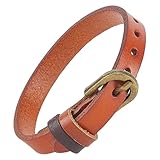 Bracciale in vera pelle:il bracciale regolabile è realizzato in pelle di vacchetta naturale con rivestimento colorato ben applicato, che è morbido, resistente e impermeabile, questo braccialetto presenta una finitura opaca liscia, adatto per l'uso quotidiano