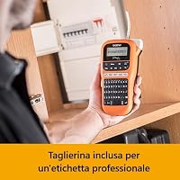 Brother PT-E110 Industrielles Beschriftungsgerät (für 3,5 bis 12 mm breite TZe-Schriftbänder, Beschriftung von Kabeln und Anschlüssen), orange – Ansicht 8